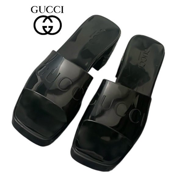 GUCCI Rubber Heel Slides - Picture 1 of 17